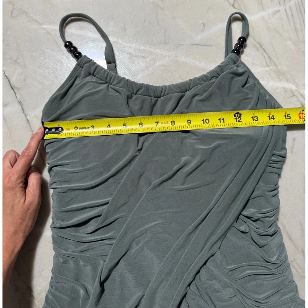 Magicsuit Crossover Shirred Swimdress Draped One Piece Swimsuit Sage Black 12